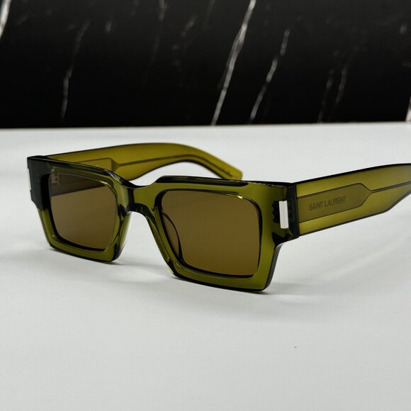 NEW SL572 005 SAINT LAURENT GREEN SQUARE SUNGLASSES SL 572 005 UNISEX SUNGLASSES - Picture 5 of 11